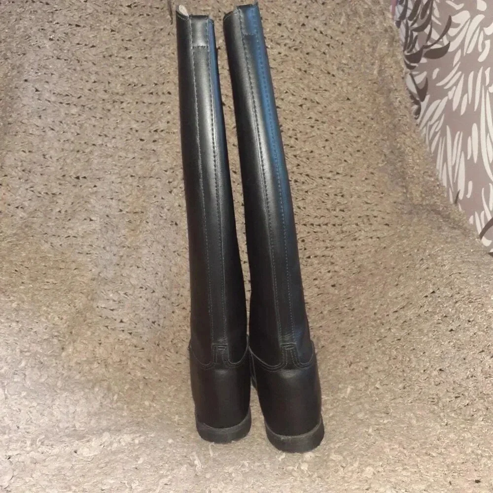 Vintage EQUESTRIAN/RIDING BOOT-USA-Essex Magic Feather-Black Leather-6.5-NWOB